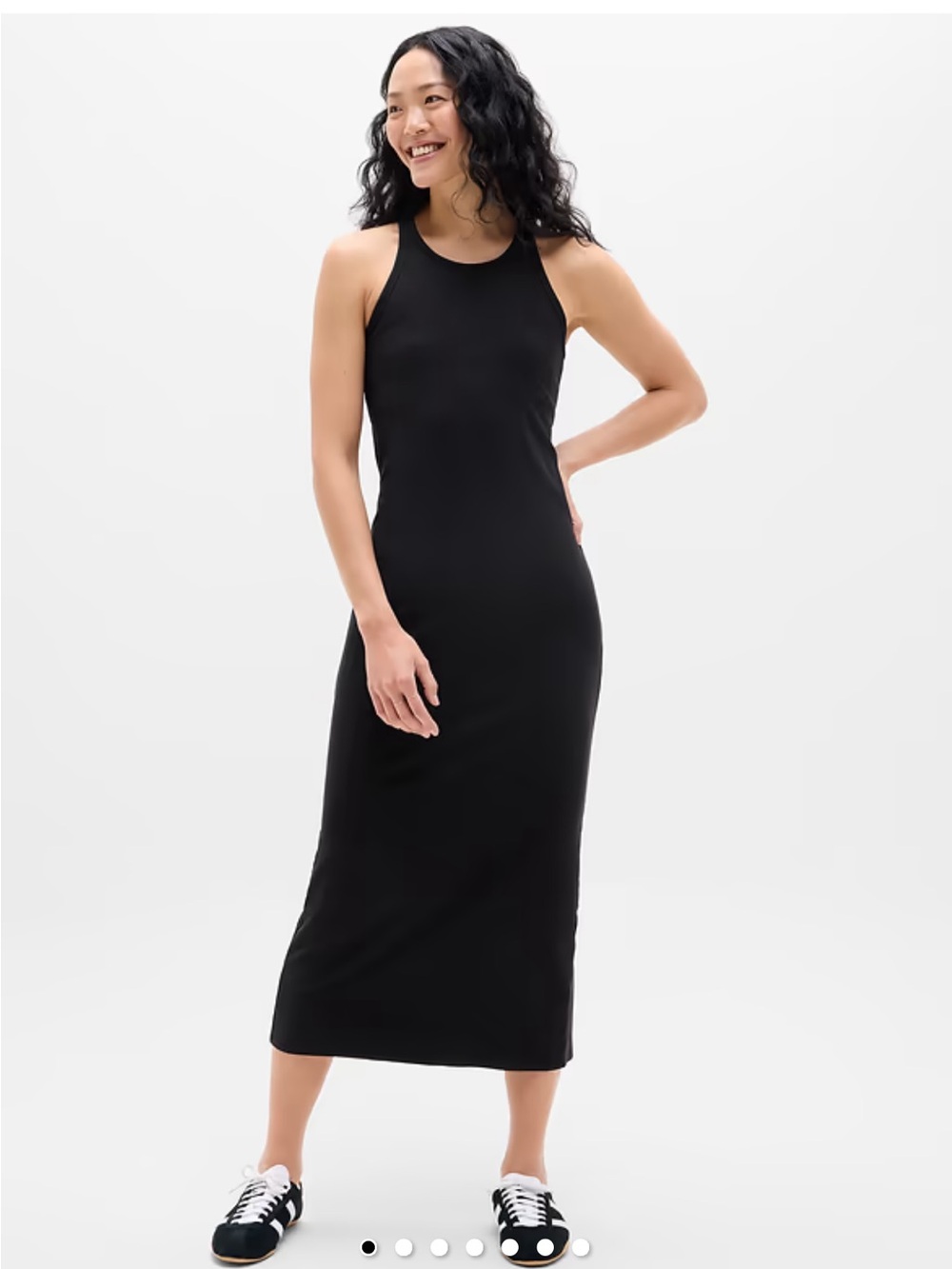 Athleta Signature Rib Maxi Dress Black City Athleisure Casual Minimalist Size S